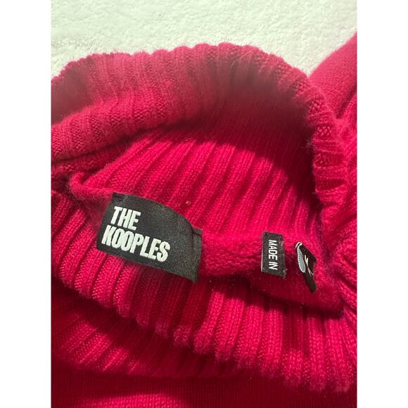 The Kooples Wool Cashmere Sweater Turtleneck with Button Detail Deep Pink Medium - Picture 3 of 8